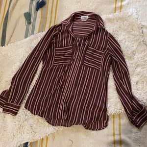 Express Portofino red/purple striped button down